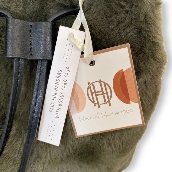 NWT House of Harlow Hunter Green Fur Handbag with Card Case Crossbody/Shoulder - Picture 3 of 15